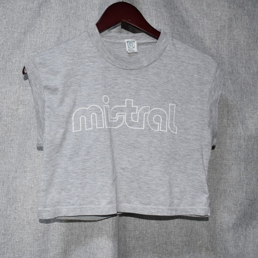 Sergio Tacchini Mistral Gray Cropped Sleeveless Tee Womens L